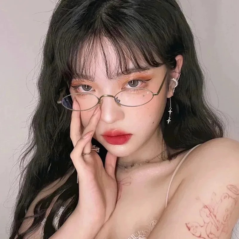 Y2K Small Oval Metal Glasses W - Anti Blue Light Film บทวิจารณ์และราคา