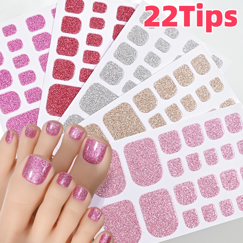 22Tips Pink Glitter Toe Nail S - Full Cover Adhesive บทวิจารณ์และราคา